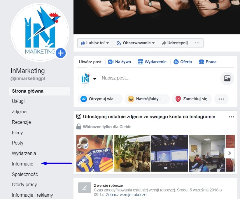 fanpage na facebooku przyklad