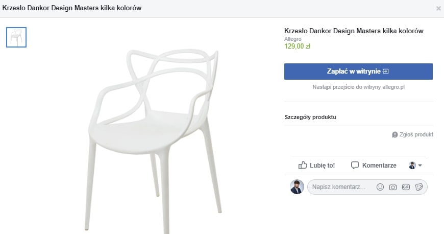 Zakupy bezpośrednio na fb. Inmarketing