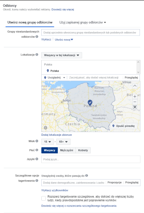 reklama na facebooku - grupy odbiorców