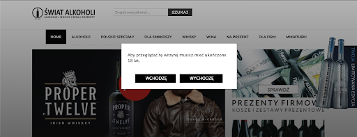 Sklep z alkoholami przykład komunikatu o pełnoletniości