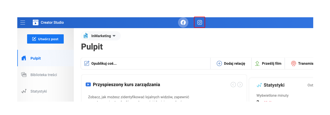Statystyki na Instagramie za pomocą Creator Studio.