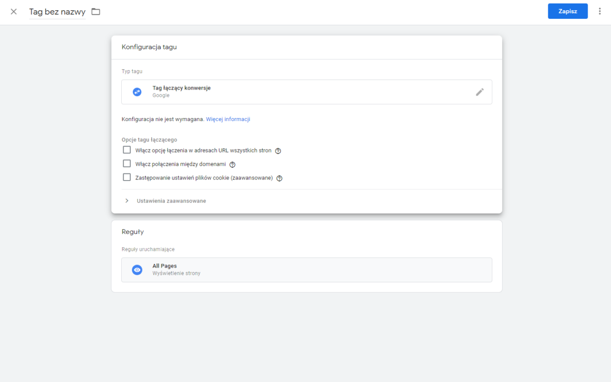 konfiguracja tagu google tag manager